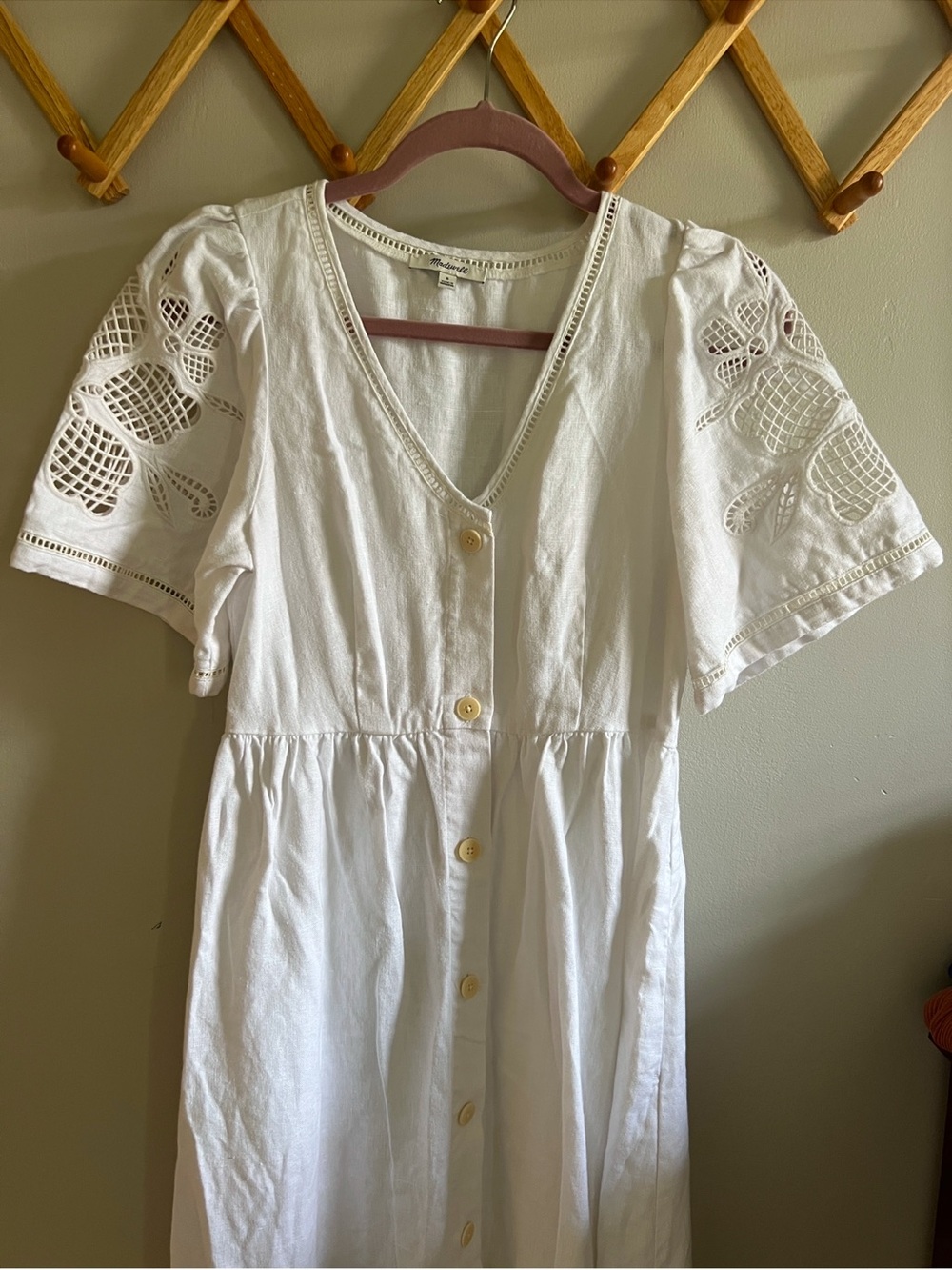 Madewell Women’s Small White Eyelet Midi Dress - Picture 2 of 4